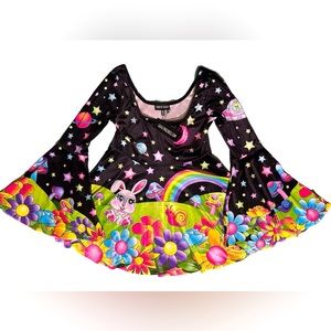 Dolls Kill Current Mood Happy Planet Bell Sleeve Dress